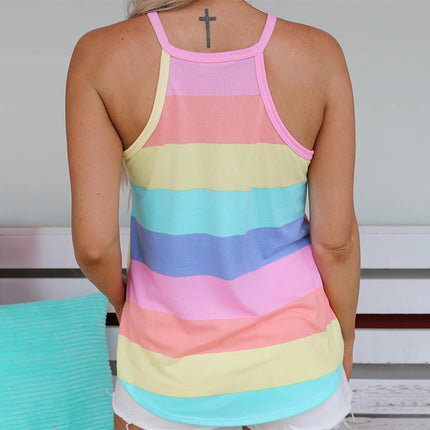 Wholesale Ladies Summer Striped Matching Knitted Vest Tops
