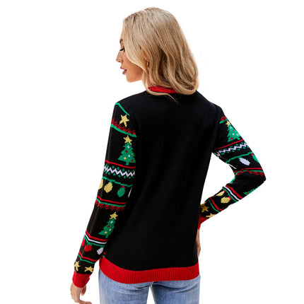 Wholesale Women's Embroidered Sequins Pullover Christmas Tree Sweater