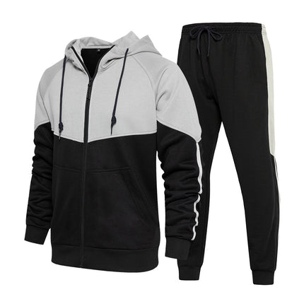 Wholesale Men's Fall Winter Casual Sports Cardigan Hooded Joggers Two Piece Set