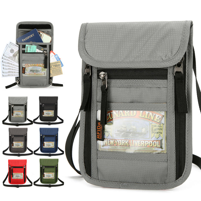 Multifunctional Travel Passport Bag Thin Anti-theft Brush Halterneck Portable Storage Card Holder