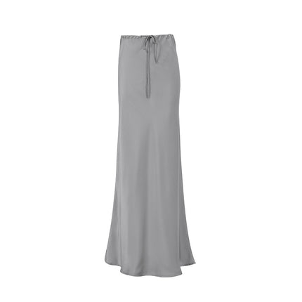 Womne's High-waisted Belted Slim-fitting Long Skirt Fishtail Skirt