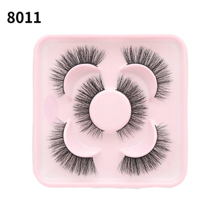 Wholesale A Box of 3 Pairs of False Eyelashes 3D Thick Multi-layer Slanted Eyelashes 