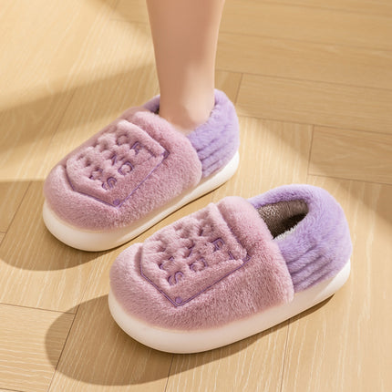 Wholesale Men's Fall Winter Indoor Thick-soled Warm Faux Fur Slippers 