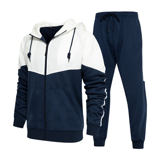 Wholesale Men's Fall Winter Casual Sports Cardigan Hooded Joggers Two Piece Set