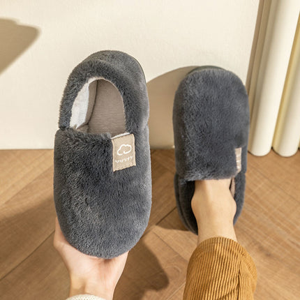 Wholesale Men's Autumn and Winter Plush Thick-soled Warm Faux Fur Slippers