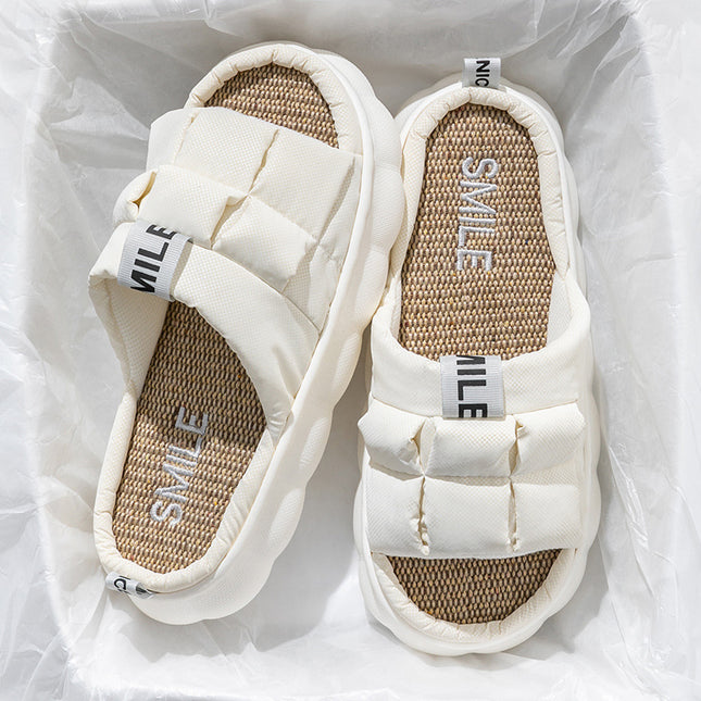 Wholesale Spring  Autumn Home Thick-soled Anti-slip Linen Slippers 