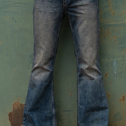 Wholesale Men's Autumn Winter Punk Retro High Waist Flared Jeans