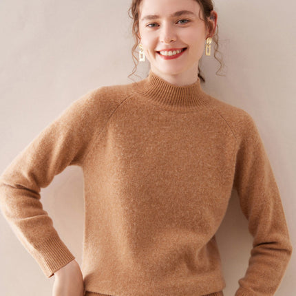 Wholesale Women's Pullover Loose Thickened Half Turtleneck Wool Sweater