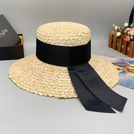 Women's Outdoor Sun Hat Natural Wheat Card Straw Hat Sun Protection Hat 