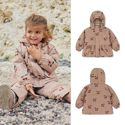 Wholesale  Baby Autumn Winter Warm Polar Fleece Lining Cherry Print Jacket