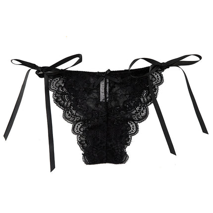 Wholesale Women's Full Lace Sexy Transparent Straps Thin Low-waisted Briefs
