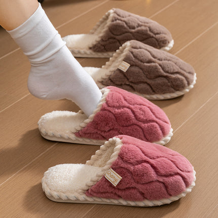 Wholesale Women's/Men's Winter Home Non-slip Warm Thick-soled Woolen Slippers 