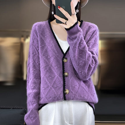 Wholesale Women's Winter Loose Knitted Cardigan Wool Sweater Jacket 
