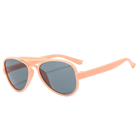 Children's Fashion Outdoor Sun Protection Oval Retro Double Bridge Sunglasses 