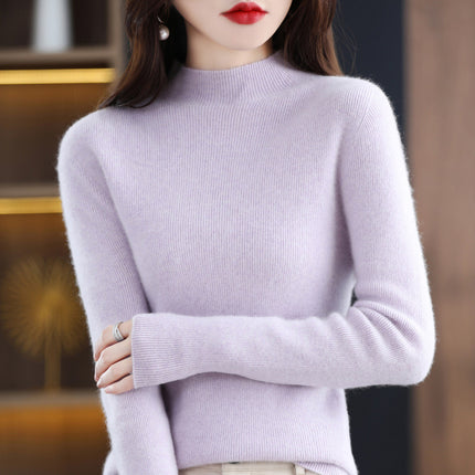 Wholesale Women's Fall Winter Half Turtleneck Seamless Wool Sweater