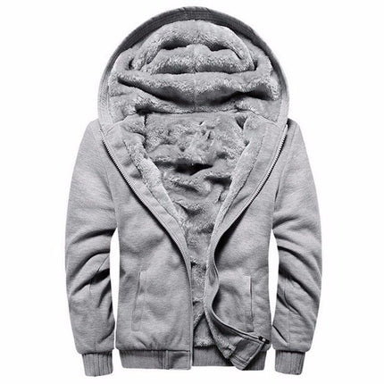Wholesale Men's Winter Velvet Warm Zipper Cardigan Hooded Jacket