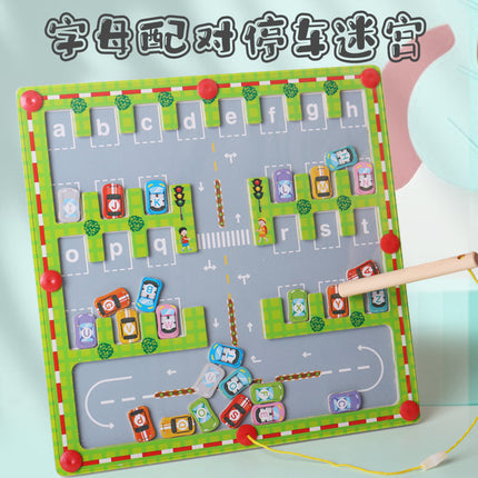 Magnetic Letter Matching Parking Maze Game Color Cognition and Pencil Training 