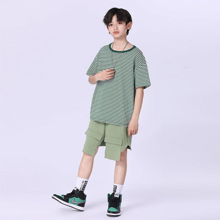 Wholesale Kids Summer Striped Loose Tops Boys & Girls Kids Short Sleeve T-Shirts