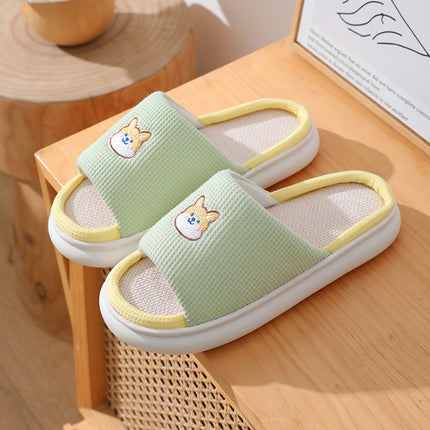 Wholesale Women's Spring Autumn Home Thick-soled Non-slip Linen Slippers 