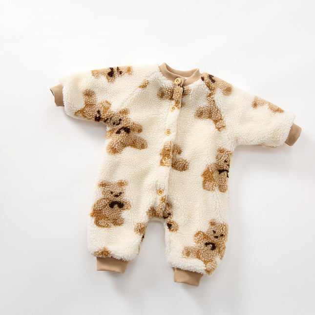 Wholesale Baby Sherpa Romper Baby Plush Thickened Romper Cartoon Coat