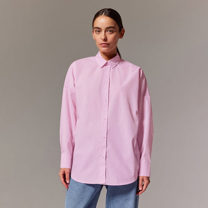 Wholesale Ladies Spring Summer Long Sleeve Blouse Women Loose Cotton Shirt Middle Length