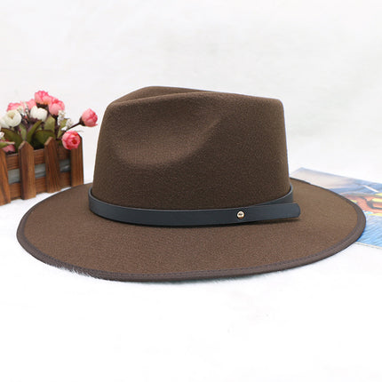 Men and Women Jazz Cowboy Hat Woolen Autumn and Winter Warm Jazz Hat 