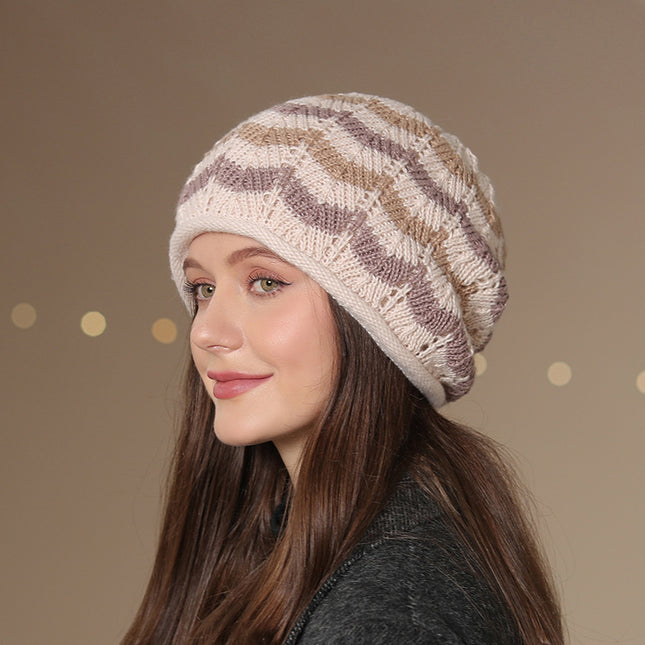 Wholesale Winter Large Head Warm Double-layer Knitted Pile Hat 
