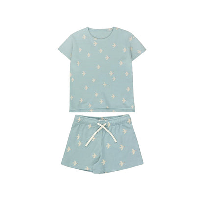 Wholesale Infant Baby Summer Waffle Short Sleeve Top Shorts Set
