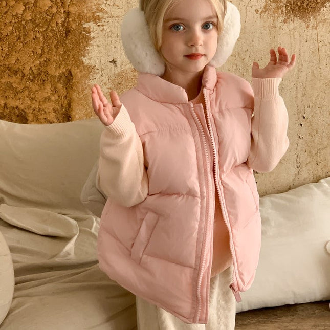 Wholesale Girls Winter Stand Collar Thickened Padded Vest