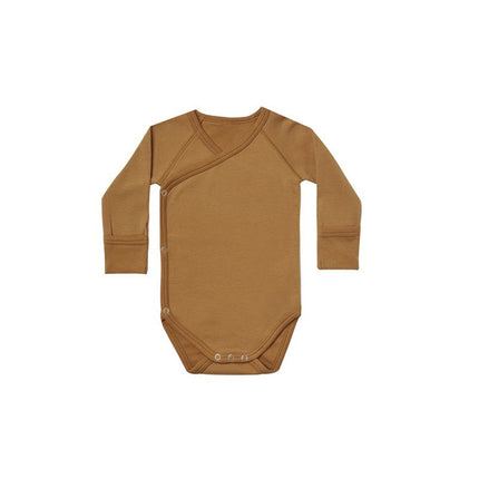 Newborn Baby Long-sleeved Side-snap Bodysuit Slanted Front Buckle Cotton Triangle Romper