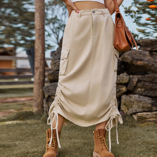 Wholesale Women's Clothing Denim Work Skirt Casual Mid-length Skirt Trendy