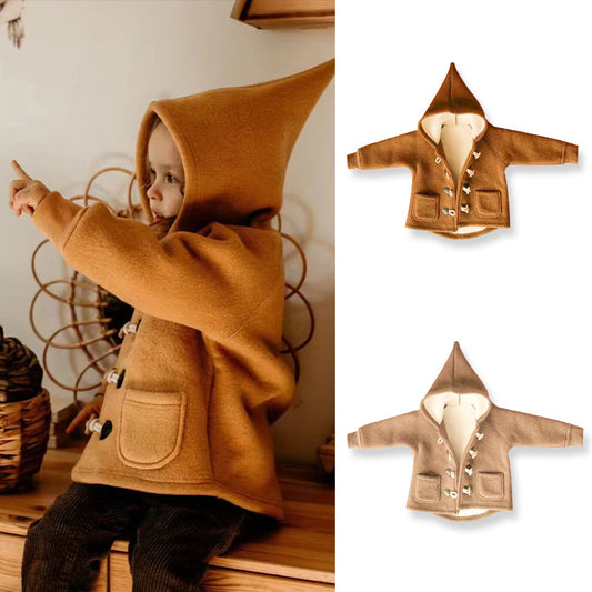 Wholesale Children's Fall Winter Elf Hats Thickened Velvet Horn Button Warm Jackets