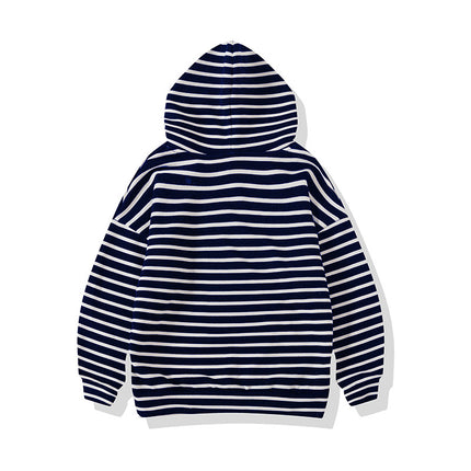 Wholesale Kids Black and White Striped Boys and Girls Hooded Hoodies