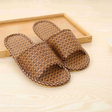 Wholesale Men's Summer Rattan Woven Bamboo Linen Non-slip Soft-soled Slippers