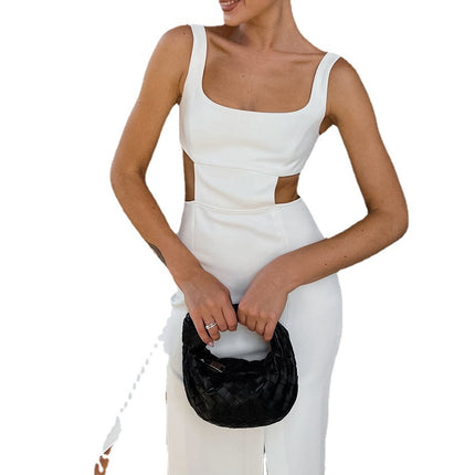 Wholesale Ladies White Dress French Slit Vest Dress Suspender Long Dress Female