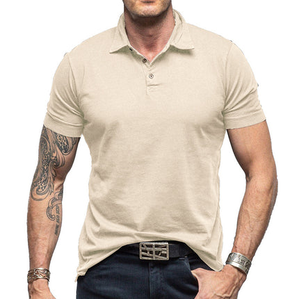 Men's Summer Lapel T-shirt Solid Color Short-sleeved Polo Shirt