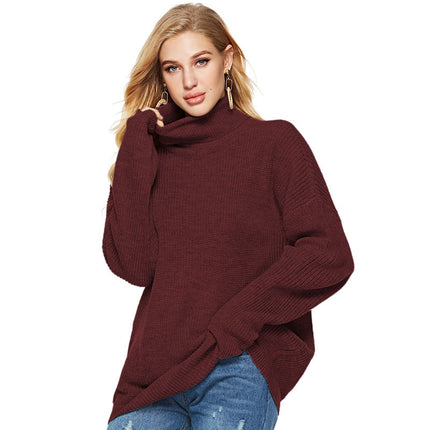 Wholesale Women's Fall Winter Casual Striped Turtleneck Pullover Sweater