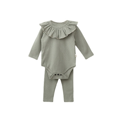 Wholesale Newborn Romper Baby Clothes Infant Cotton Polka Dot Long-sleeved Pants Two-piece Set