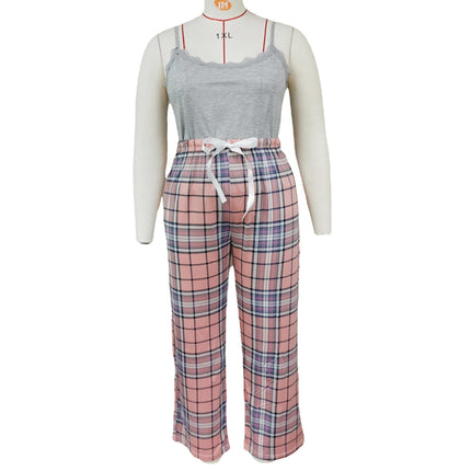 Wholesale Ladies Plus Size Pajamas Spring Summer Suspenders Homewear Sets