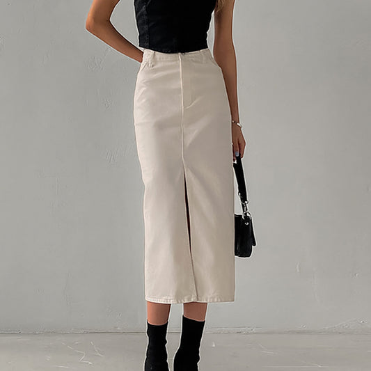 Wholesale Women's Summer Slim Simple High Waist Straight Slit Skirt