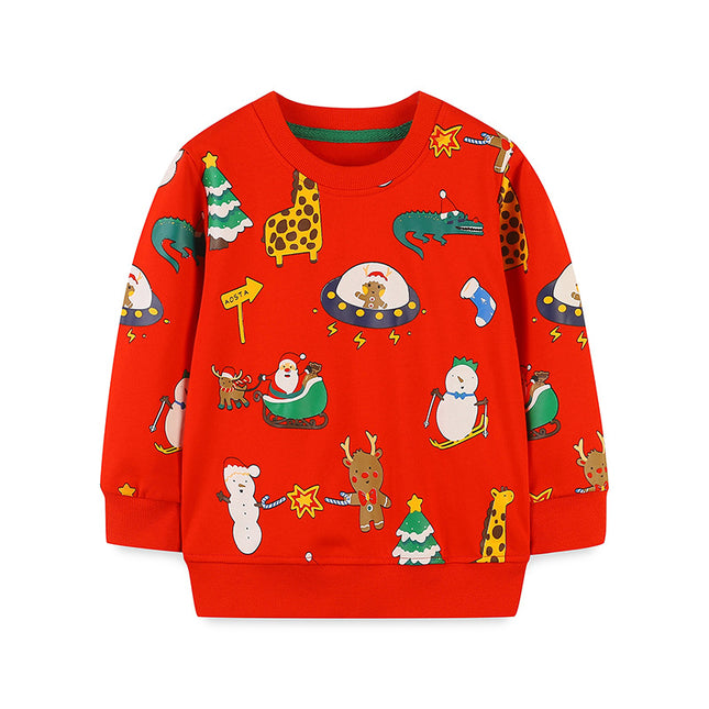 Wholesale Kids Christmas Pullover Cartoon Round Neck Hoodies