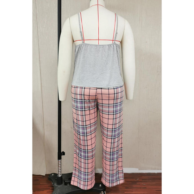 Wholesale Ladies Plus Size Pajamas Spring Summer Suspenders Homewear Sets