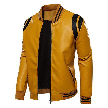 Wholesale Men's Fall Winter Large Size Velvet PU Leather Jacket