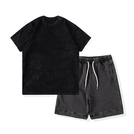 Wholesale Kids Washed Loose Short-sleeved T-shirt Shorts Two-piece Set