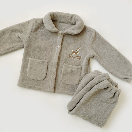 Wholesale Kids Warm Polar Fleece Homewear Thickened Two Piece Set