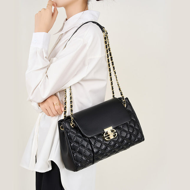 Women's Crossbody Bag Classic Premium Genuine Leather Shoulder Large Capacity Chain Bag 