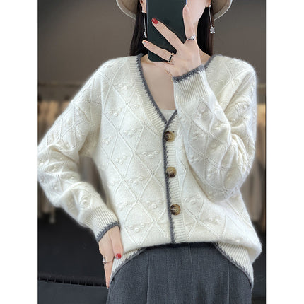 Wholesale Women's Winter Loose Knitted Cardigan Wool Sweater Jacket 