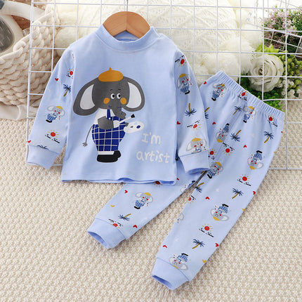 Wholesale Children's Warm Cotton Pajamas Long Johns Two Piece Set