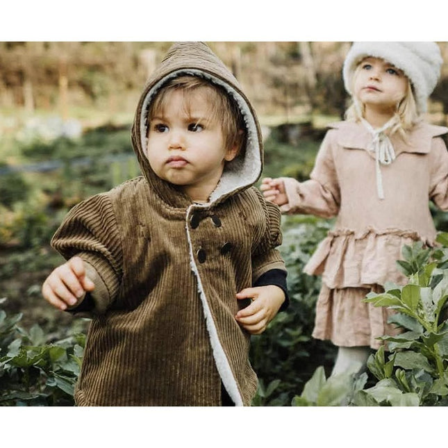 Wholesale Children's Autumn Winter Retro Warm Corduroy Velvet Hooded Jacket