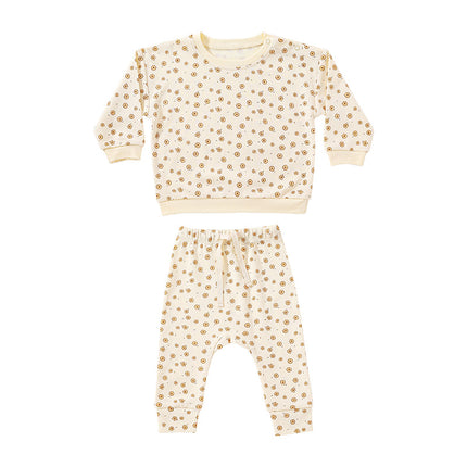 Infant Spring Printed Cotton Hoodies Joggers Two-piece Set
